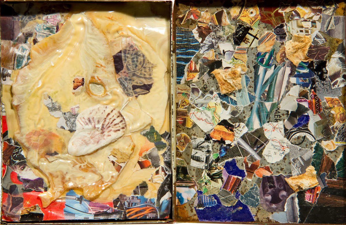 Philippe Briard - Sans titre, 2011, peinture à l'huile et collage sur boîte à cigares, 14,5 x 22,5cm